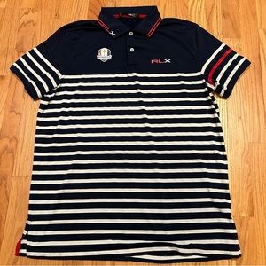 RLX Ralph Lauren Ryder Cup 2014 Golf Polo Shirt Mens Large Red White Blue Stripe